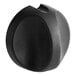 A black round plastic knob with a hole in the middle.