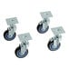 A set of four Vulcan plate mount casters with blue wheels.