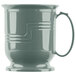 A close-up of a gray Cambro Shoreline insulated mug with a white handle.