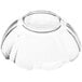 An Arcoroc clear glass bowl with a scalloped edge.