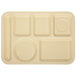 Carlisle 4398025 10 inch x 14 inch Tan Heavy Weight Melamine Left Hand 6 Compartment Tray