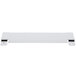 A white rectangular metal bin holder with metal corners.