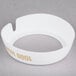 A white plastic Tablecraft salad dressing dispenser collar with beige lettering that reads "1000 Island"