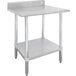 A stainless steel Advance Tabco work table with undershelf.