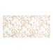 A 7" x 3 1/4" white glassine candy box pad with gold floral pattern.