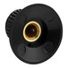 A black plastic Cleveland knob with a gold threaded end.