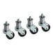 A package of four black US Range casters with black wheels.