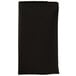 A folded black Intedge cloth napkin with a white border.