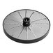 A circular metal Hobart grater / shredder plate with holes.