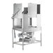 A commercial double rack low temperature dishwasher made of stainless steel.