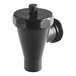 A Bunn black plastic water valve with a black handle.