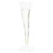 A clear Fineline Wavetrends plastic champagne flute with a clear liquid and bubbles.