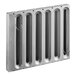 A rectangular metal grease filter with vertical slots, designed for commercial kitchen ventilation systems.