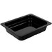 A black melamine 1/2 size food pan with a black border.