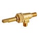 A Vulcan brass gas valve with a gold metal handle.