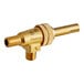 A Vulcan brass gas valve with a gold metal nozzle.