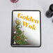 A menu cover featuring an Asian-themed dragon design and the text 'Golden Wok' in large yellow letters.
