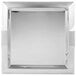 A silver square stainless steel Vollrath serving tray with handles.