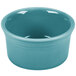 A turquoise Fiesta china ramekin.