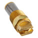 A close-up of a metal and wire mesh spray nozzle.