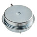 A silver round air flow switch with a white cap.