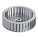 A Vulcan blower wheel, a circular metal object with holes, and a nut.