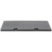 A black rectangular tray with a handle and holes.