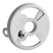 A round metal Vulcan air mixer disc with a screw on it.