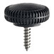 A black round knob with a silver screw on top.