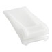 A white plastic scraper blade for a Cleveland steam kettle on a white background.
