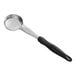 A Vollrath Jacob's Pride Spoodle with a black handle and perforated bowl.
