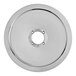 A circular stainless steel replacement blade for a Berkel slicer.