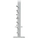 A gray metal Bulman paper cutter rack with clips on it.