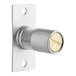 A silver metal Vulcan Roller Ball Door Latch with a gold knob.