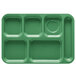 GET TR-152 10 inch x 14 1/2 inch Rainforest Green ABS Plastic Right Hand 6 Compartment Tray - 12/Pack