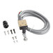 A grey cable with screws and hardware.