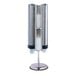 A silver and black metal San Jamar revolving cup and lid dispenser stand.