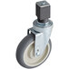 An Accutemp caster with a metal wheel and black wheel.