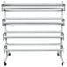 a white metal rack with wheels