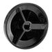 A black plastic circular knob with a cross-shaped opening.