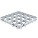 A gray plastic container with holes for 16 stemware glasses.
