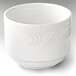 A CAC super white porcelain bouillon bowl with a design on it.