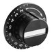 A black Metro thermostat knob with white numbers.
