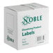 A box of Noble 2" x 2" blank dissolving product labels with a dispenser carton containing 250 labels per roll.