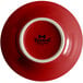 A red Tuxton china nappie bowl with a white rim.