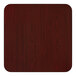 A 36-inch by 36-inch laminated square table top with a reversible cherry and black finish.