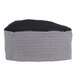 A black and white checkered baker's skull cap with a white mesh top.