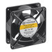A black Vollrath fan with yellow blades.