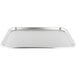 a silver tray with a white surface