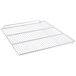 A white metal wire rack with a handle.
